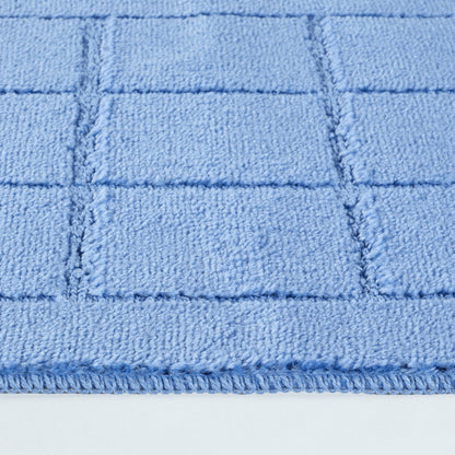 NOELLE 2 Piece Machine Washable Non-Slip Blue Bathroom Rug Set Texture