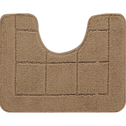 NOELLE 2 Piece Machine Washable Non-Slip Brown Bathroom Rug Set Pedestal