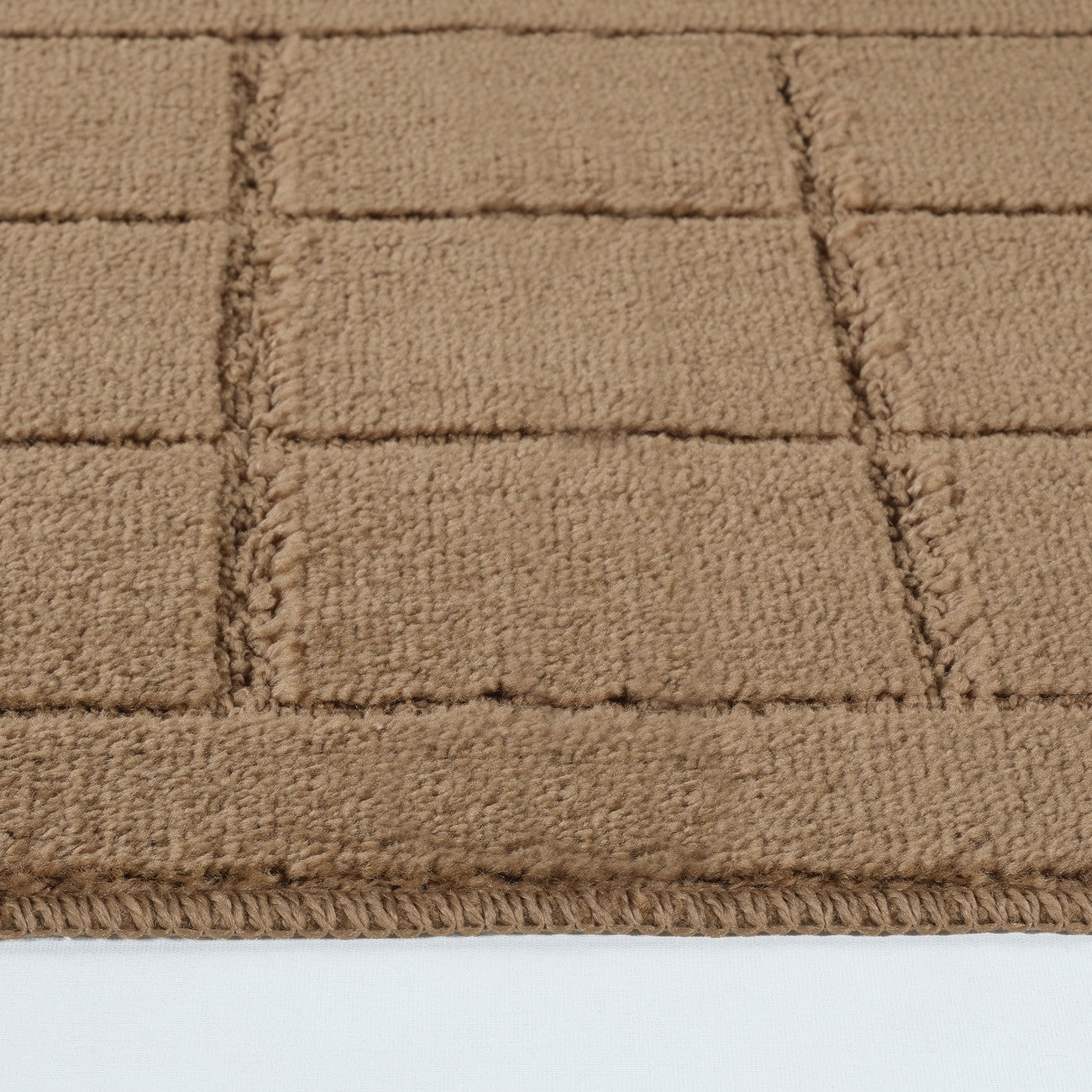NOELLE 2 Piece Machine Washable Non-Slip Brown Bathroom Rug Set Texture