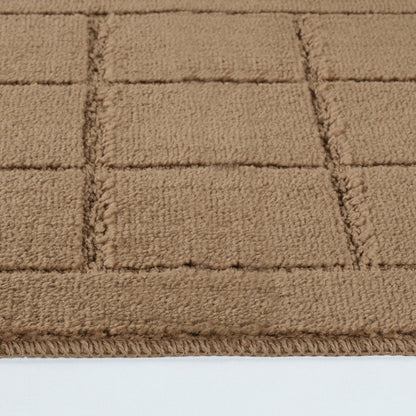 NOELLE 2 Piece Machine Washable Non-Slip Brown Bathroom Rug Set Texture