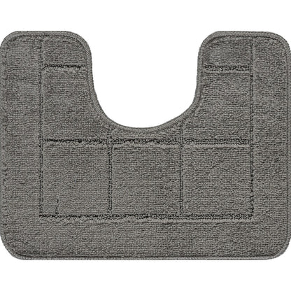 NOELLE 2 Piece Machine Washable Non-Slip Dark Grey Bathroom Rug Set Pedestal