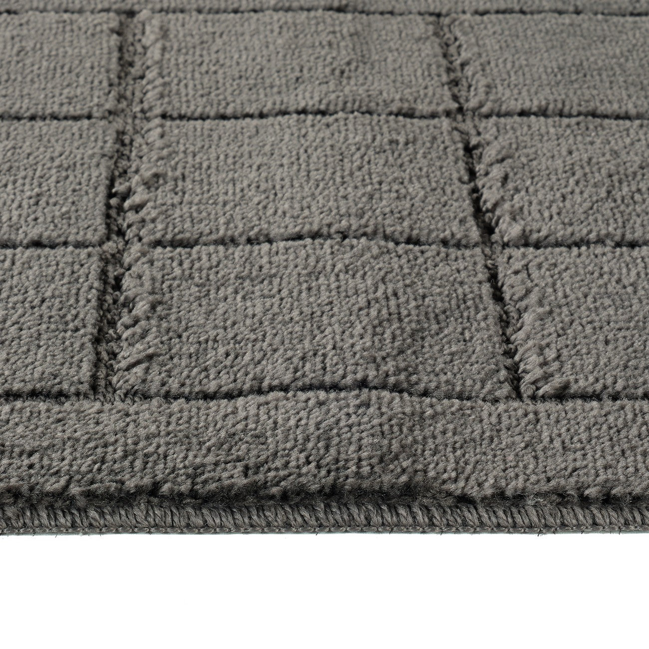 NOELLE 2 Piece Machine Washable Non-Slip Dark Grey Bathroom Rug Set Texture