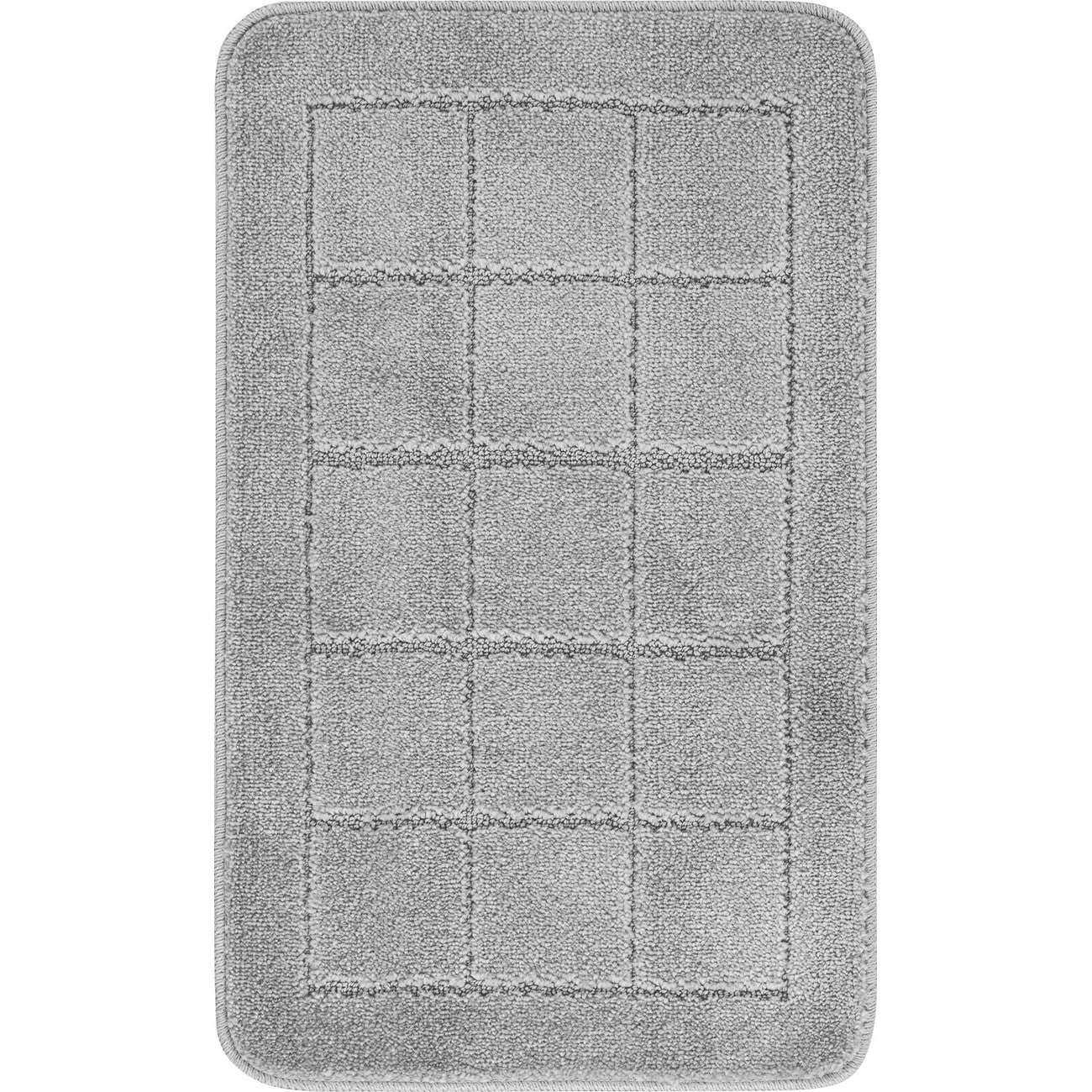 NOELLE 2 Piece Machine Washable Non-Slip Grey Bathroom Rug Set Flat