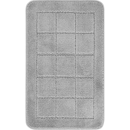 NOELLE 2 Piece Machine Washable Non-Slip Grey Bathroom Rug Set Flat