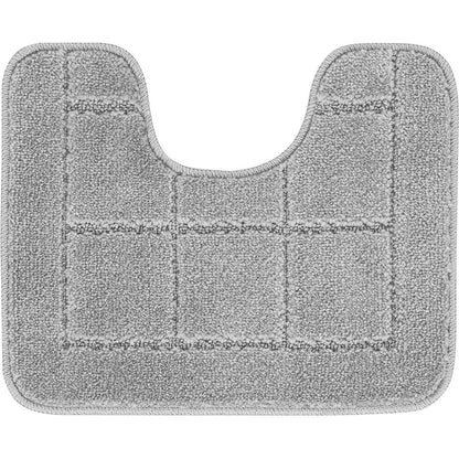 NOELLE 2 Piece Machine Washable Non-Slip Grey Bathroom Rug Set Pedestal