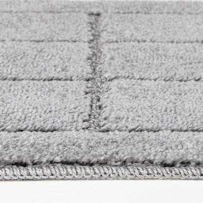 NOELLE 2 Piece Machine Washable Non-Slip Grey Bathroom Rug Set Texture