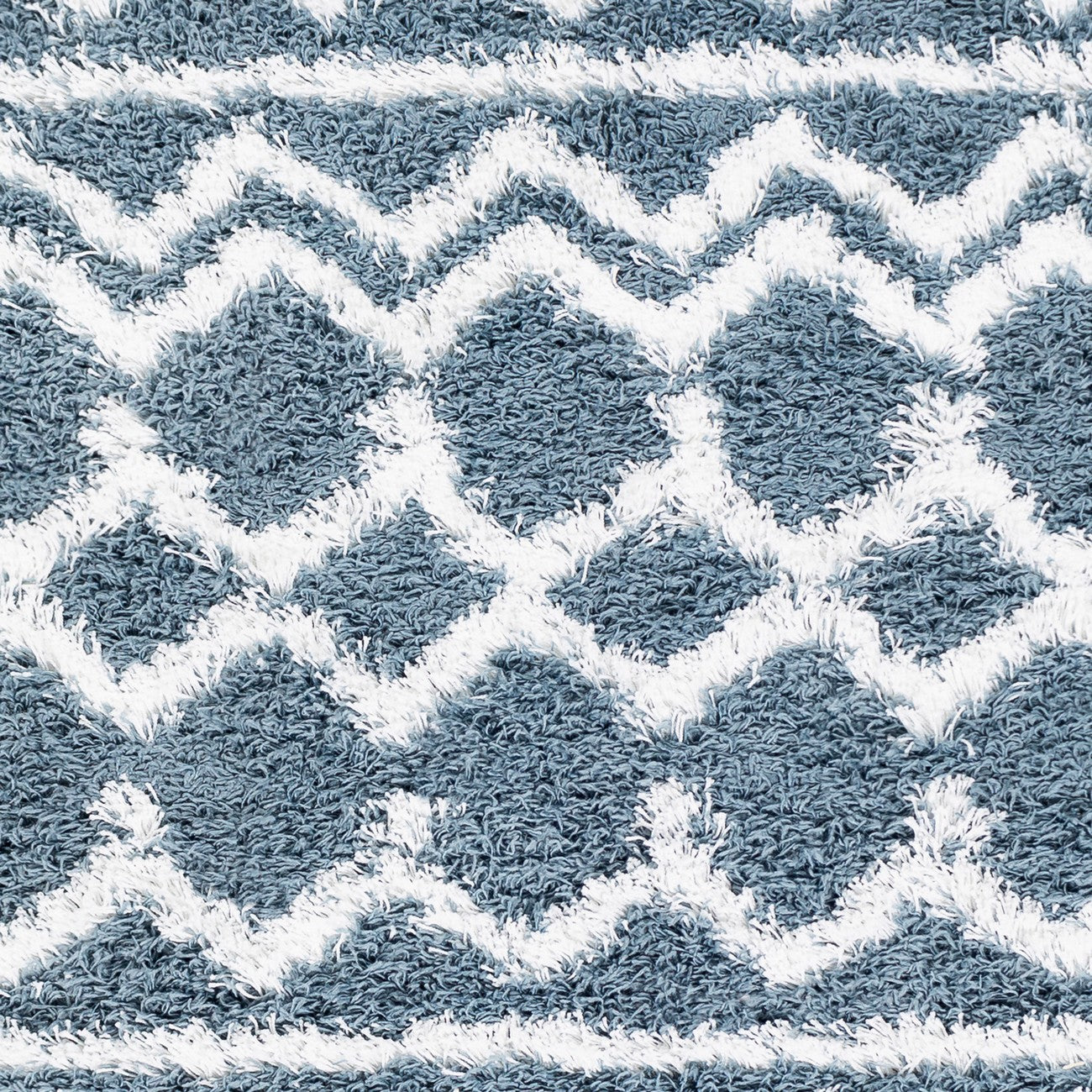 NOUR Shaggy Geometric Plush Pile Denim Area Rug Swatch