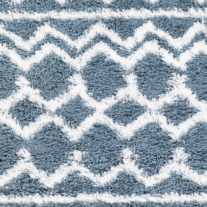 NOUR Shaggy Geometric Plush Pile Denim Area Rug Swatch