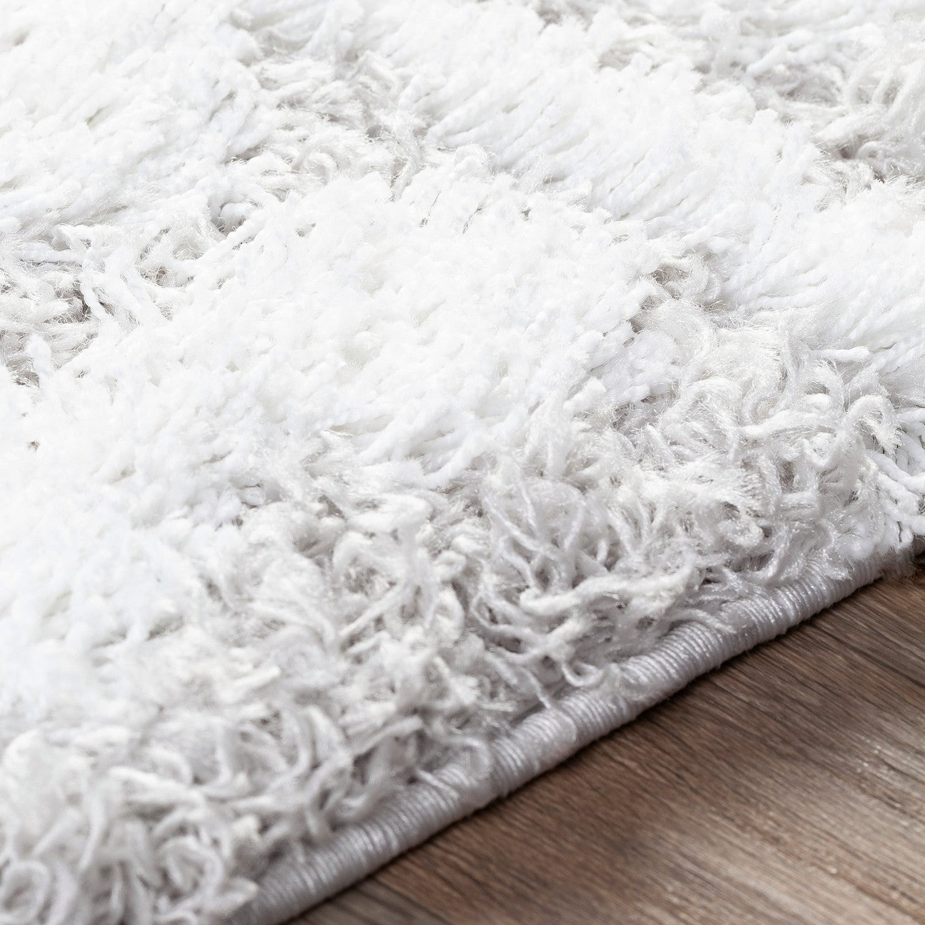 NOUR Shaggy Geometric Plush Pile Light Grey Area Rug Texture
