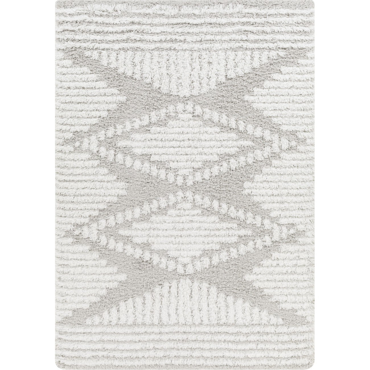NURIA Shaggy Modern Plush Pile Light Grey Area Rug Flat