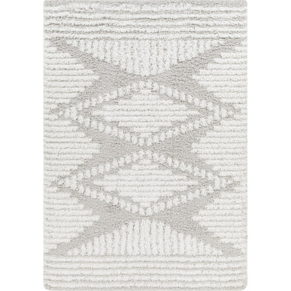 NURIA Shaggy Modern Plush Pile Light Grey Area Rug Flat