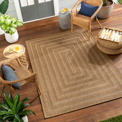 NYMPHI Indoor & Outdoor Jute-Look Brown/Tan Area Rug Roomscene