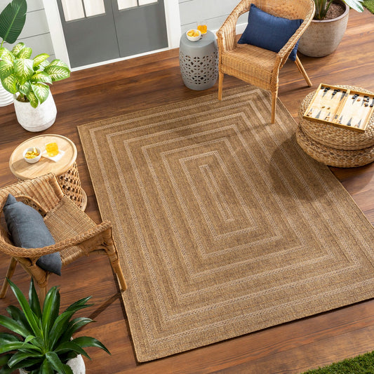 NYMPHI Indoor & Outdoor Jute-Look Brown/Tan Area Rug Roomscene