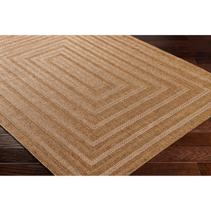 NYMPHI Indoor & Outdoor Jute-Look Brown/Tan Area Rug Corner