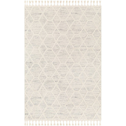 NORAH Scandi Geometric High Pile Ivory/Grey Area Rug Flat