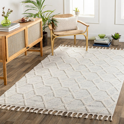 NORAH Scandi Geometric High Pile Ivory/Grey Area Rug Roomscene