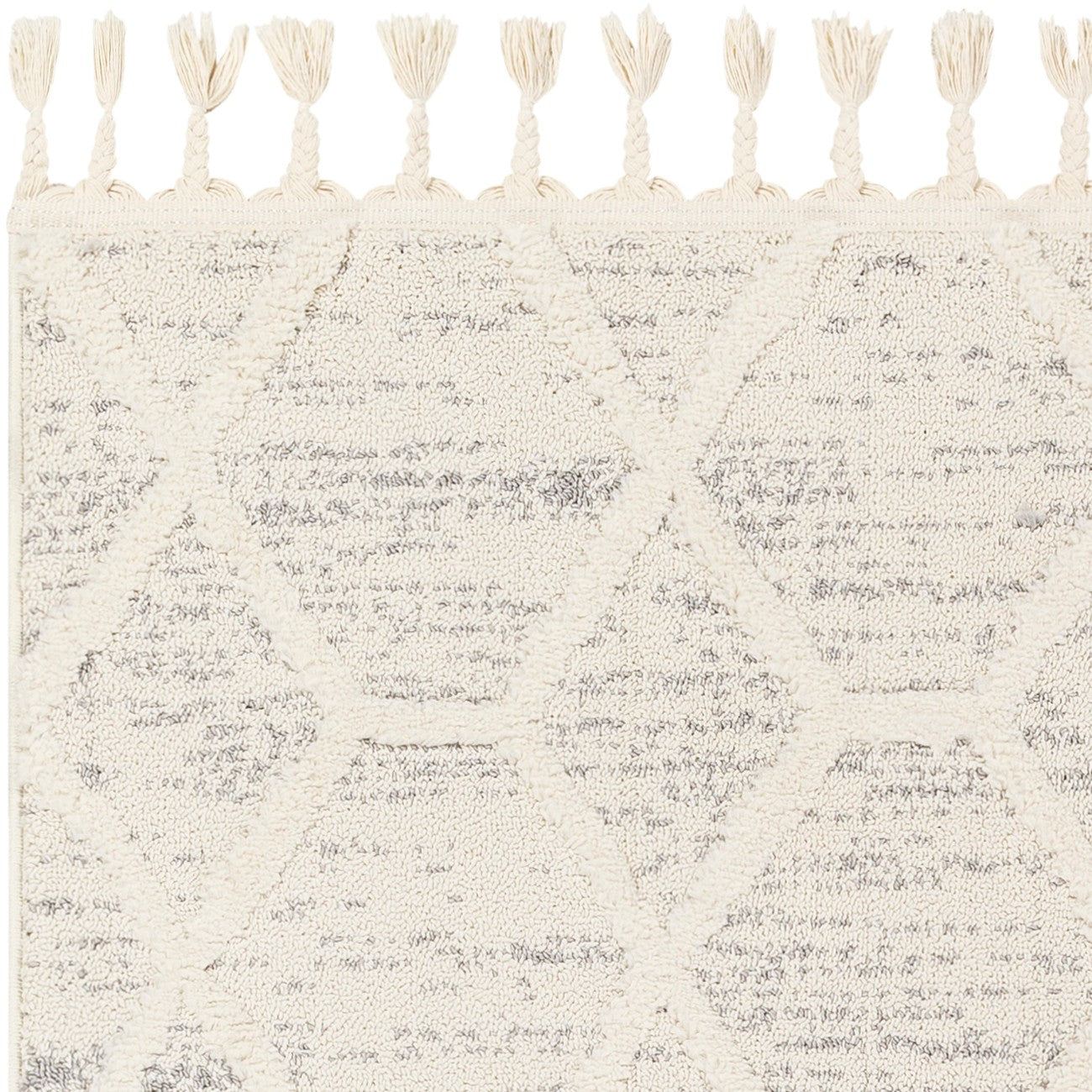 NORAH Scandi Geometric High Pile Ivory/Grey Area Rug Zoom