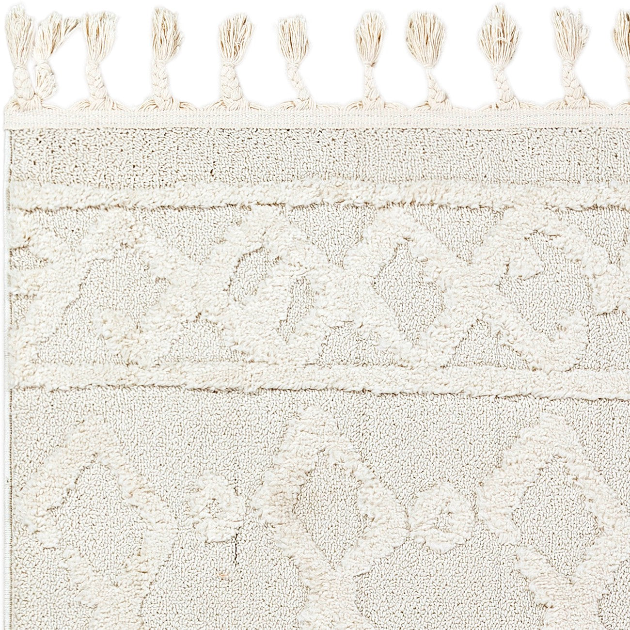 ELAINE Berber Geometric High Pile Cream Area Rug Zoom