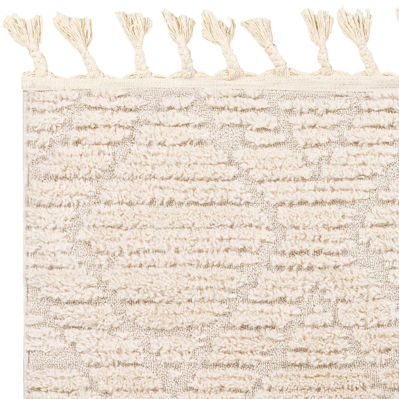 JASMINE Berber High Pile Geometric Beige Area Rug Zoom