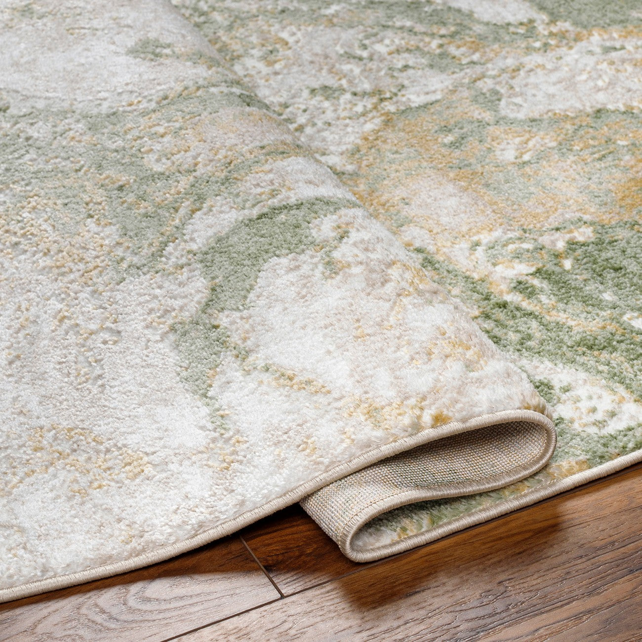 OCTAVIA Abstract Modern Marble Moss Green Area Rug Fold