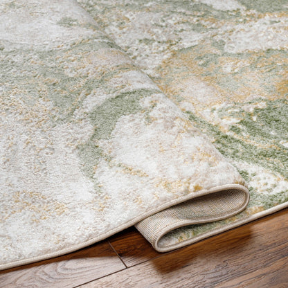 OCTAVIA Abstract Modern Marble Moss Green Area Rug Fold