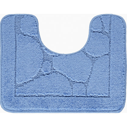 OLIVE 2 Piece Machine Washable Non-Slip Blue Bathroom Rug Set Pedestal