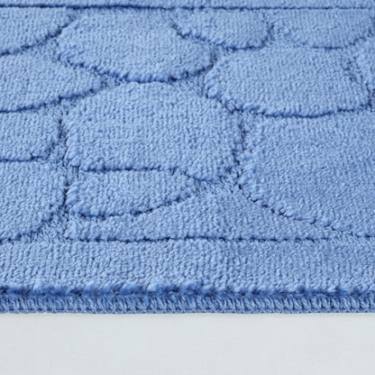 OLIVE 2 Piece Machine Washable Non-Slip Blue Bathroom Rug Set Texture