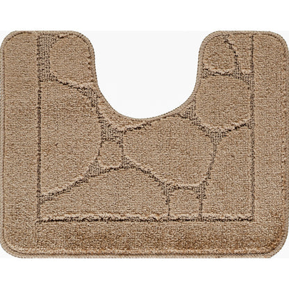 OLIVE 2 Piece Machine Washable Non-Slip Brown Bathroom Rug Set Pedestal