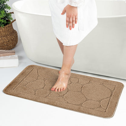 OLIVE 2 Piece Machine Washable Non-Slip Brown Bathroom Rug Set Roomscene