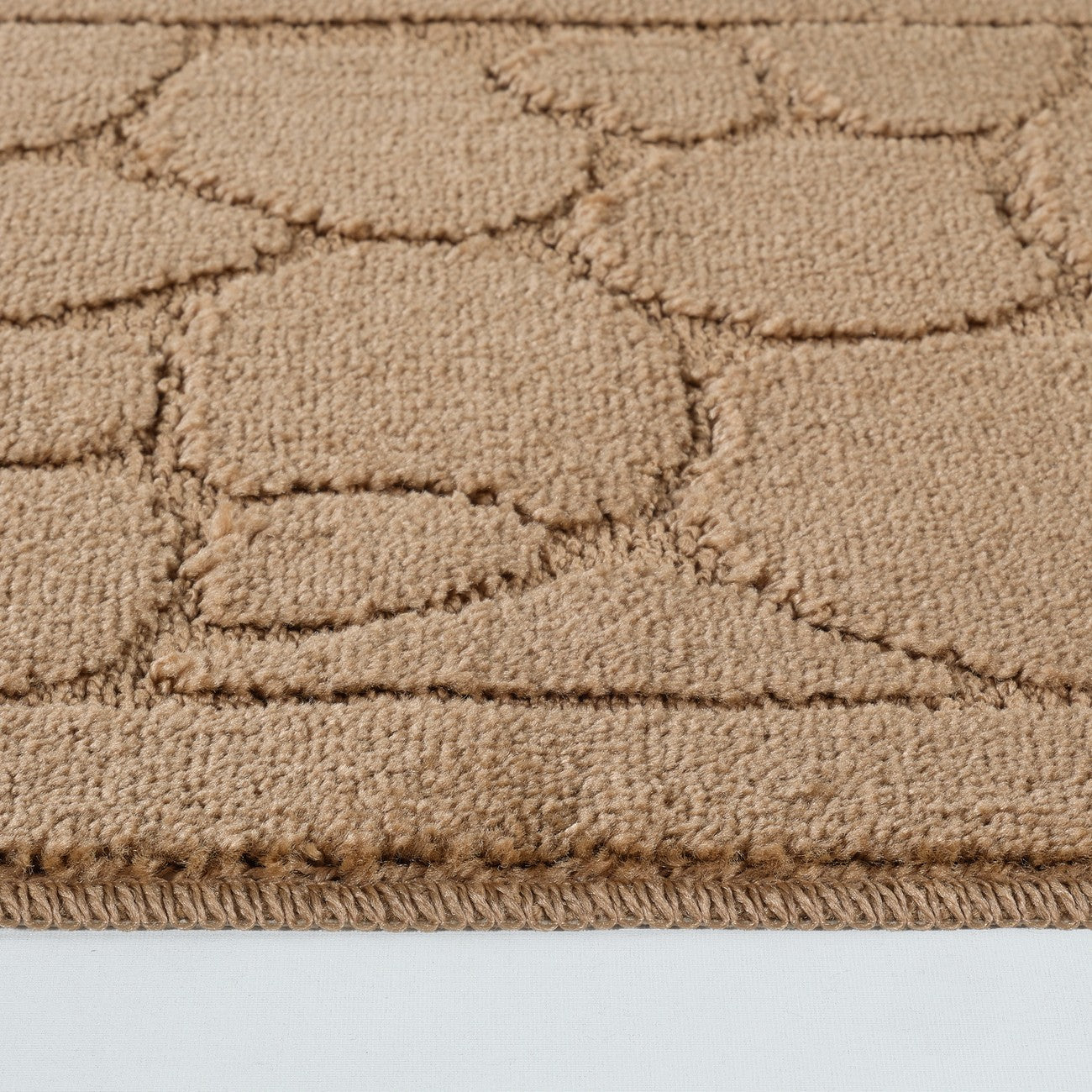 OLIVE 2 Piece Machine Washable Non-Slip Brown Bathroom Rug Set Texture