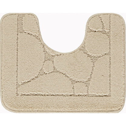 OLIVE 2 Piece Machine Washable Non-Slip Light Beige Bathroom Rug Set Pedestal