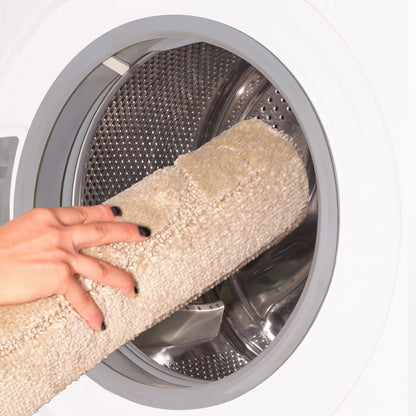 OLIVE 2 Piece Machine Washable Non-Slip Light Beige Bathroom Rug Set Washable