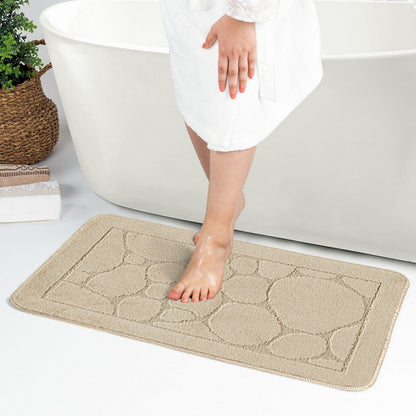 OLIVE 2 Piece Machine Washable Non-Slip Light Beige Bathroom Rug Set Roomscene
