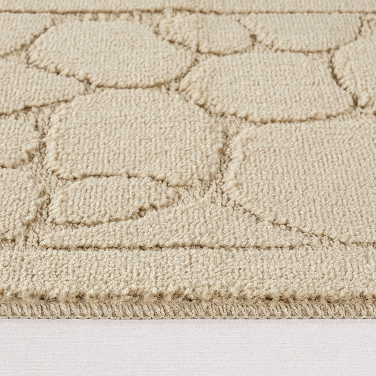 OLIVE 2 Piece Machine Washable Non-Slip Light Beige Bathroom Rug Set Texture