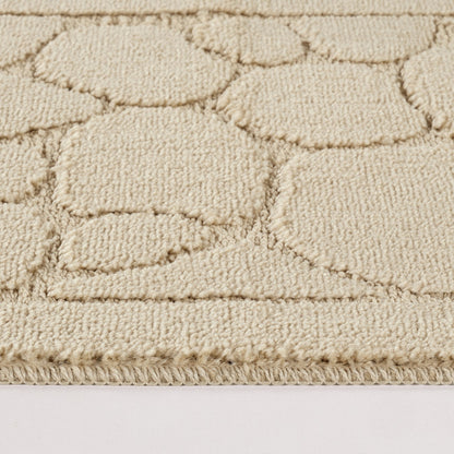 OLIVE 2 Piece Machine Washable Non-Slip Light Beige Bathroom Rug Set Texture