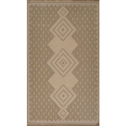 ORANOS Cottage Tan Machine Washable Jute Area Rug Flat