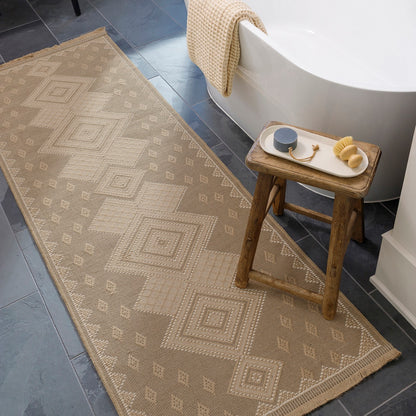 ORANOS Cottage Tan Machine Washable Jute Area Rug Roomscene