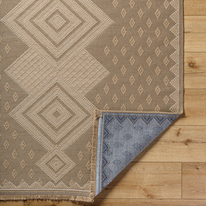 ORANOS Cottage Tan Machine Washable Jute Area Rug Fold