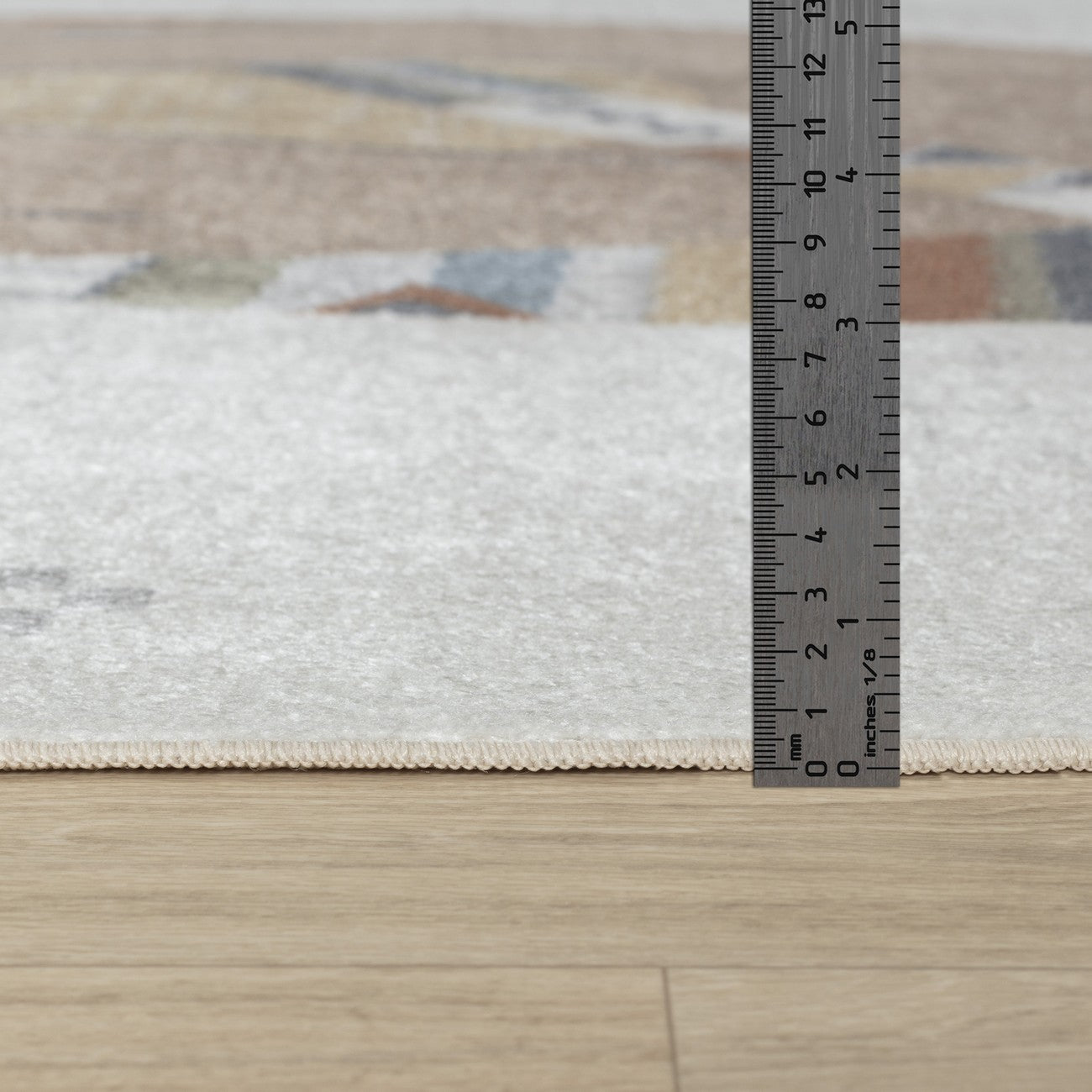 OURSIGENE Machine Washable Beige/Brown Kids Room Rug Pile