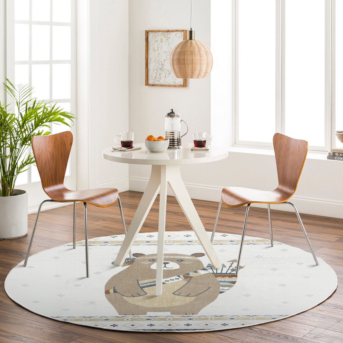 OURSIGENE Machine Washable Beige/Brown Kids Room Rug Roomscene