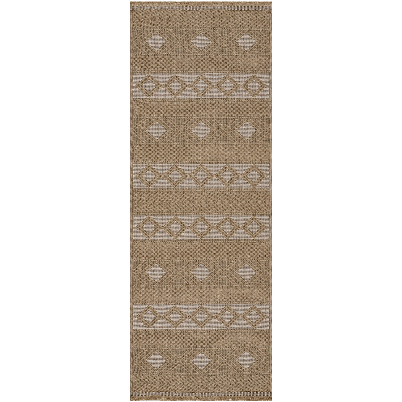PARITA Cottage Tan/Cream Machine Washable Jute Area Rug Flat