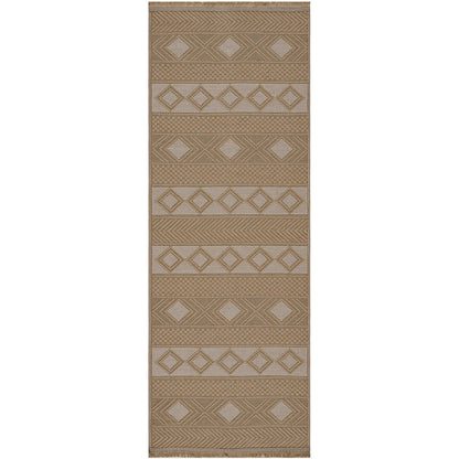 PARITA Cottage Tan/Cream Machine Washable Jute Area Rug Flat
