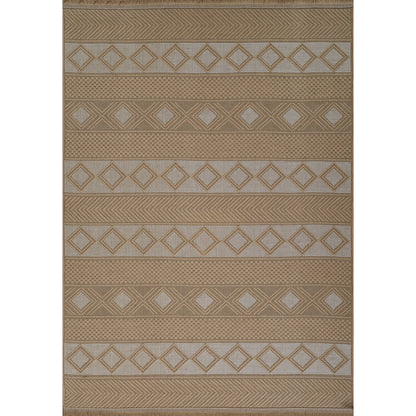 PARITA Cottage Tan/Cream Machine Washable Jute Area Rug Flat