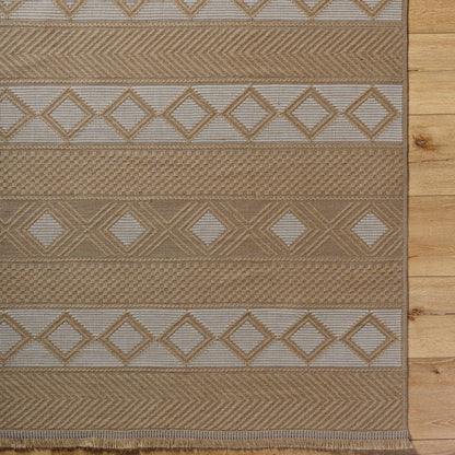 PARITA Cottage Tan/Cream Machine Washable Jute Area Rug Overhead