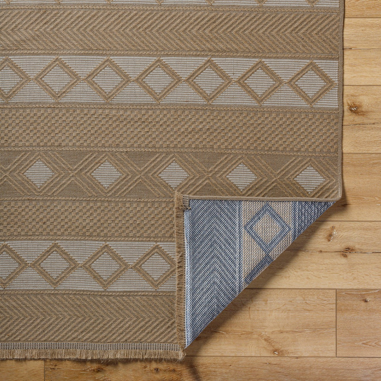 PARITA Cottage Tan/Cream Machine Washable Jute Area Rug Fold