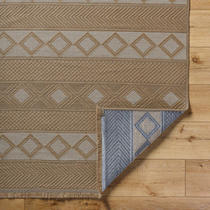 PARITA Cottage Tan/Cream Machine Washable Jute Area Rug Fold