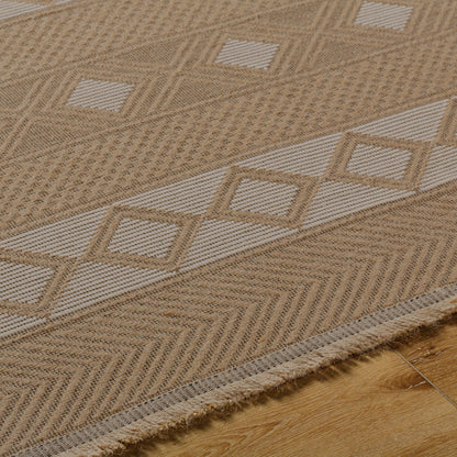 PARITA Cottage Tan/Cream Machine Washable Jute Area Rug Texture