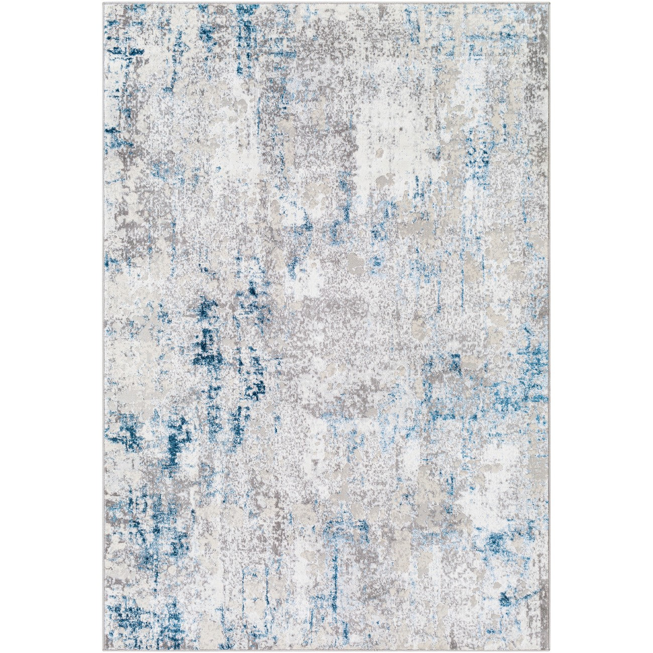 PARKER Abstract Modern Marble Dark Blue Area Rug Flat