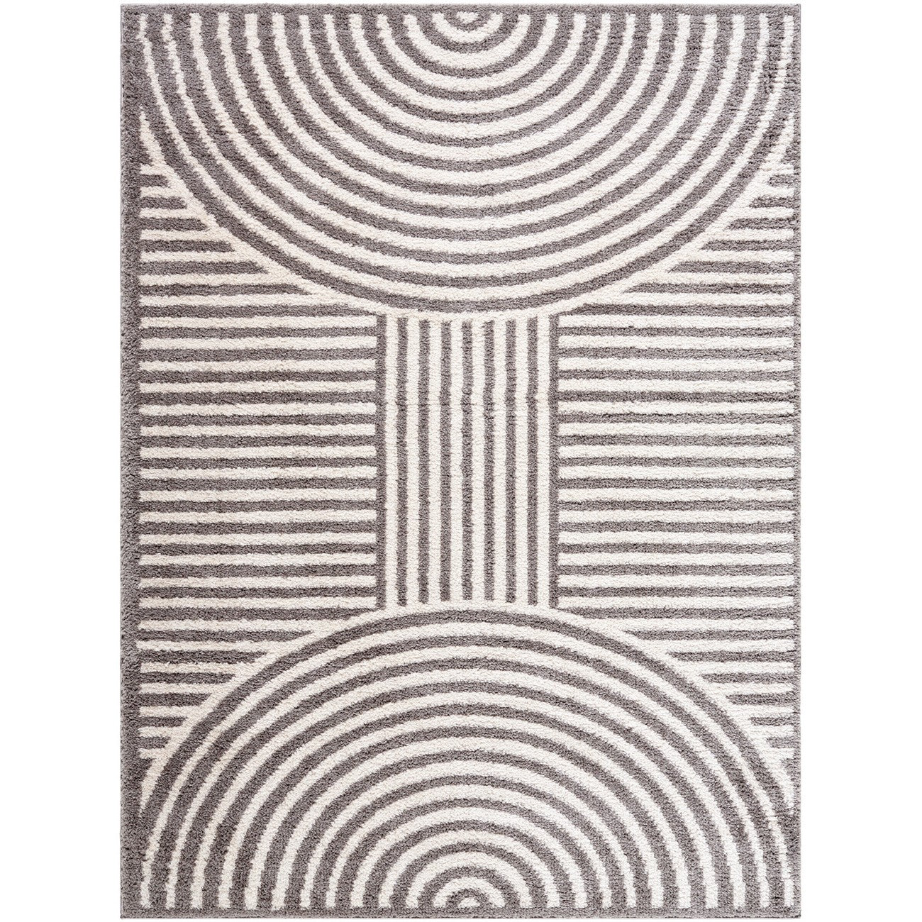PAULINE Machine Washable Modern Shaggy Charcoal Area Rug Flat