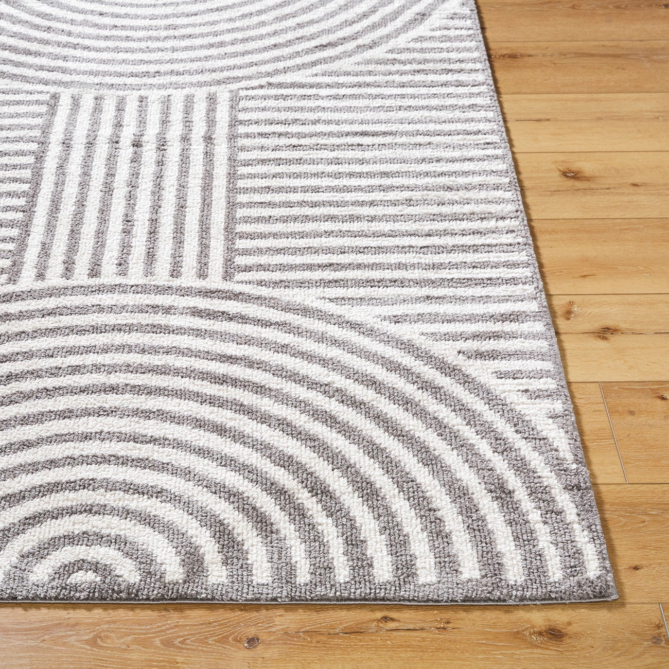 PAULINE Machine Washable Modern Shaggy Charcoal Area Rug Front